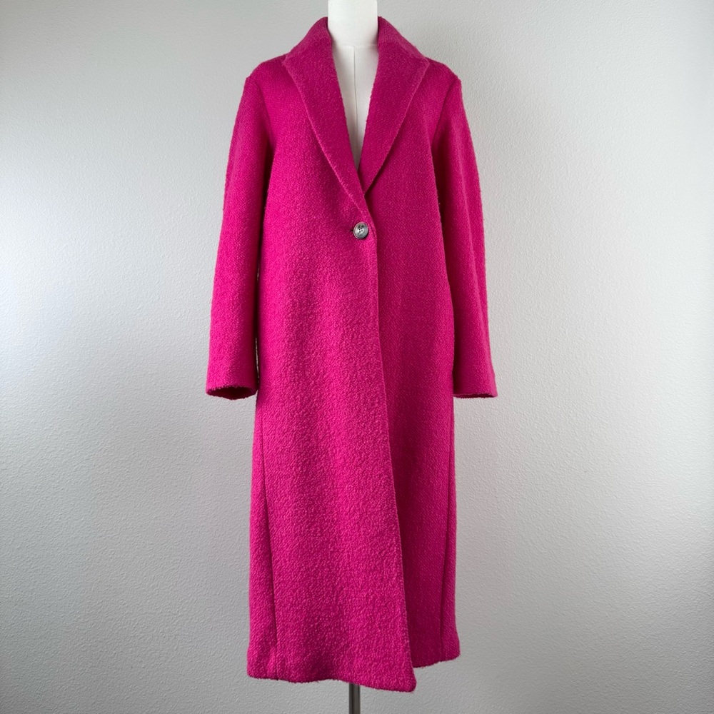 H&M Hot Pink Long Wool-Blend Coat